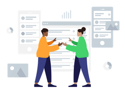 web development or web design project discussion illustration